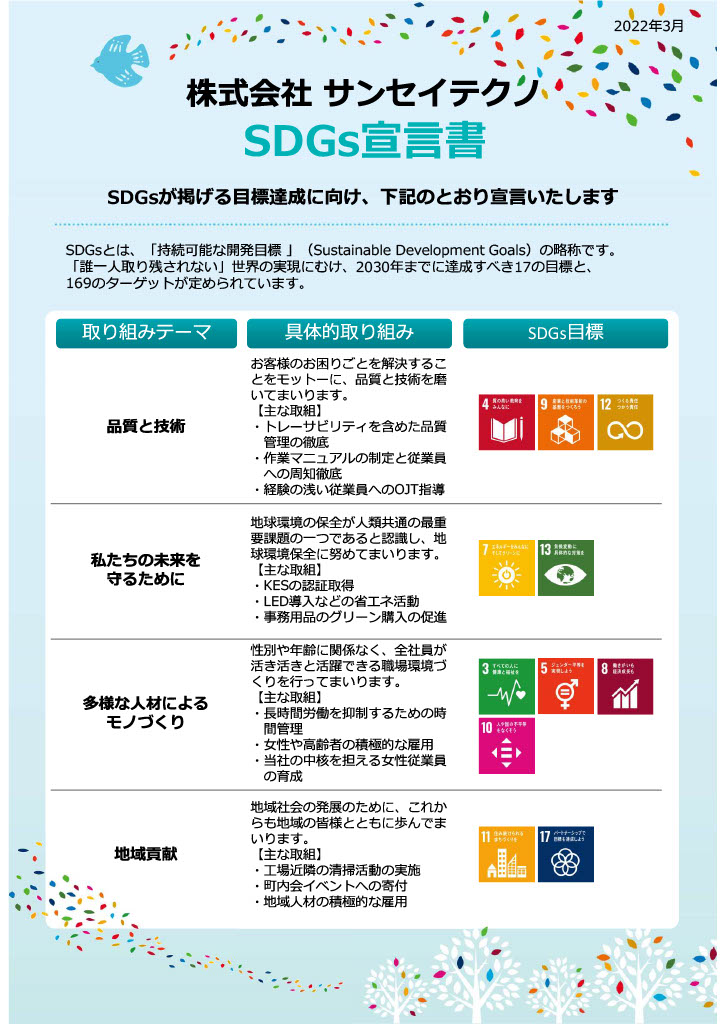 SDGs宣言書